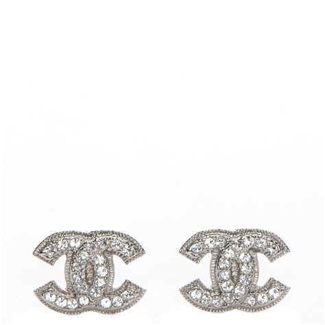 chanel earrinh 215193|CHANEL Crystal CC Earrings Silver 215193 .